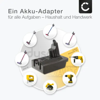 DeWalt 18V-20V oder Milwaukee 18V auf Dyson V6 Akku Adapter MT18V6 von CELLONIC