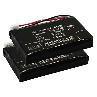 2x Batterij compatibel met Safescan 6185 - 131-0477, LB-205 1200mAh vervangende accu reservebatterij extra energie