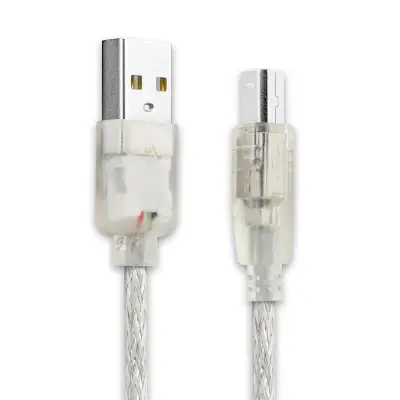 2.0 USB A to B Cable - Universal USB Printer Lead, MIDI Adapter, Scanner Cord for Peripherals, Fax - 3m High-Speed Data Transfer Wire - Crystal Clear