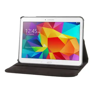 Flip Cover tablet hoes compatibel met Samsung Galaxy Tab 4 10.1 (SM-T530 / SM-T531 / SM-T533 / SM-T535) tablethoes met bumper en standaard / standfunctie - Kunstleer zwart staande klaphoes bookstyle - touchscreen