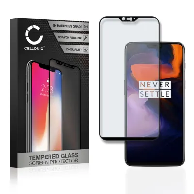 Vervangende screenprotector compatibel met OnePlus 6 smartphone (3D Full Cover, 9H, 0,33mm, Full Glue)