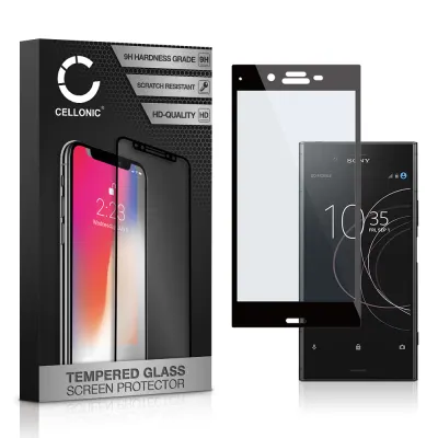 Vetro temperato CELLONIC per Sony Xperia XZ1, screen protector (3D Full Cover 9H 0,33mm Edge Glue) nero Pellicola salva schermo per telefono cellulare smartphone