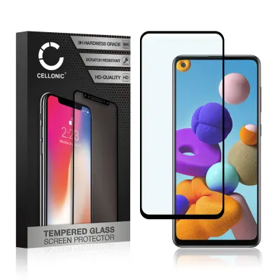 Screen Protector for Samsung Galaxy A21s (SM-A217) Phone Screen Cover - 3D Full Cover 0,33mm Full Glue 9H Tempered Glass Smartphone Display Screen Guard Black