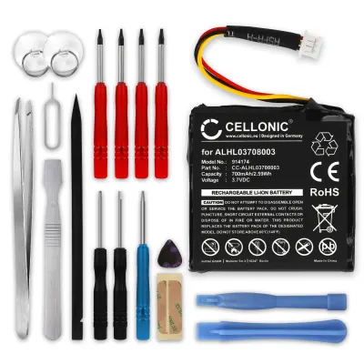 CELLONIC GPS Battery for TomTom Start 20 / Start 25 + 17pc GPS Tool Kit 1ICP6/34/36 AHA11108001 ALHL03708003 VF3k 700mAh SatNav Sat Nav Battery Replacement