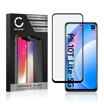 Panssarilasi puhelimeen Xiaomi Mi 10T Lite - 3D Case-friendly, 9H, 0,33mm, Full Glue, Musta, CELLONIC