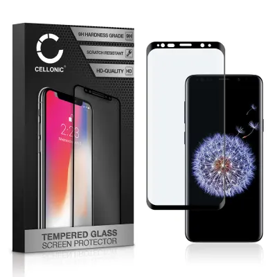 Vetro temperato CELLONIC® per Samsung Galaxy S9 Plus (SM-G965), screen protector (3D Full Cover 9H 0,33mm Full Glue) nero Pellicola salva schermo per telefono cellulare smartphone