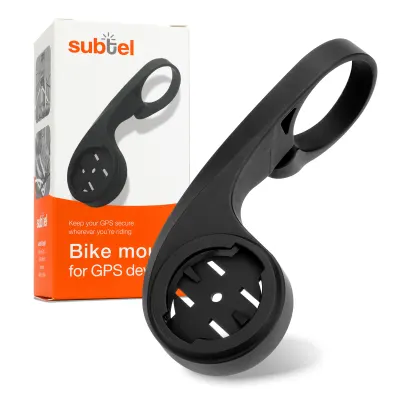 Supporto per manubrio da bicicletta subtel® per Bryton Rider 10 15 310 320 330 410 420 450 530 750 860 one fissaggio ciclocomputer GPS su manubrio, nero, staffa frontale per tubo con diametro max di 32 mm