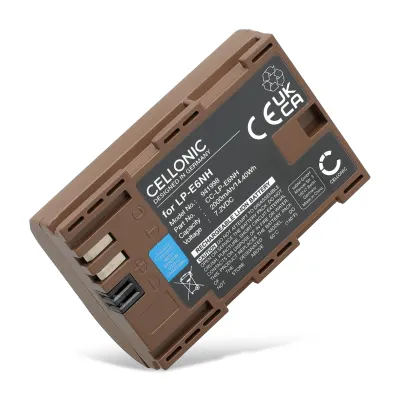 Batteria LP-E6 con Type-C input per Canon EOS 80D, 70D, 60D, 7D, 6D, 5DS, EOS 5D Mark IV, III, II 2000mAh da CELLONIC