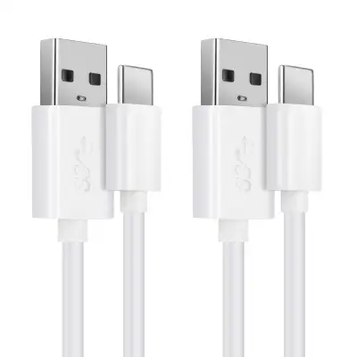 2x Camera USB Cable for GoPro Hero 5, 6, 7, 8, 9, 10, 11, Max, Max 360, Fusion 1m Fast Charging Data Cable for Camera 3A Charger Lead PVC - White