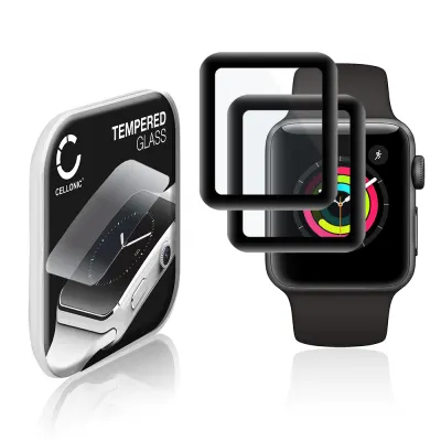 2x Protector de pantalla para smartwatch Apple Watch 1, Watch 2, Watch 3 - 38mm de CELLONIC - Tempered Glass (Calidad HD / 3D Full Cover / 0,30mm / 9H), Screen protector, Cristal templado