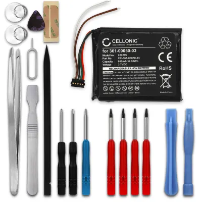 CELLONIC GPS Battery for Garmin Edge 510 + 17pc GPS Tool Kit 361-00050-03,361-00050-10 800mAh SatNav Sat Nav Battery Replacement