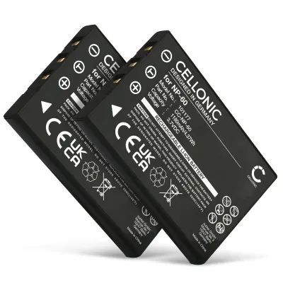 2x Batterij voor Toshiba Camileo S10 P10 H20 HD H10 P30 Pro Pro HD, Allegretto 5300, Toshiba PDR-5300 PDR-T20 PDR-T30 1180mAh camera van CELLONIC