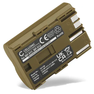 Battery for Canon BP-511, EOS 5D, EOS 40D, EOS 300D, EOS 300, EOS 50D, EOS D60, MV730i, PowerShot G2, PowerShot G3 1600mAh from CELLONIC