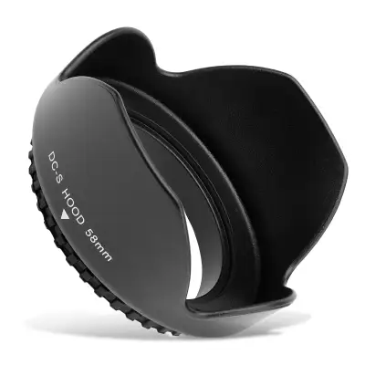 Ø 58mm Camera Ø 58mm Lens Hood for Canon XC10, EF 24 2.8 IS USM, HF G40, EF 85mm 1.8 USM - Plastic Screw-in Flower / Tulip / Petal Lens Shade from CELLONIC