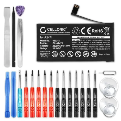 Batteria CELLONIC® A2471 per Apple iPhone 12 Mini Ricambio da 2200mAh + Set di strumento Sostituzione facile con utensili adatti e duraturi