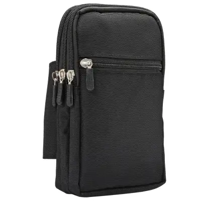 Belt Phone Holder Case for – XL Jumbo 4-Pocket Smartphone Holster Bag for Phones Up To 7" – Black