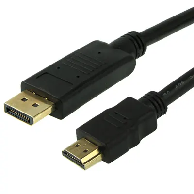 subtel® Display Port Lead to HDMI A 1.8m Cable DP to HDMI Full HD 1920x1080p Resolution Gold-Plated Connectors DisplayPort Adapter to Connect Laptop to Monitor TV HDTV