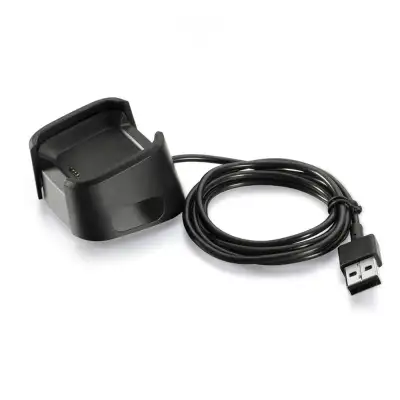 Cable USB para relojes inteligentes / pulseras de actividad FitBit Versa 1 / Versa 1 Lite / Versa 1 SE - Cable de Carga y Datos  1A negro PVC