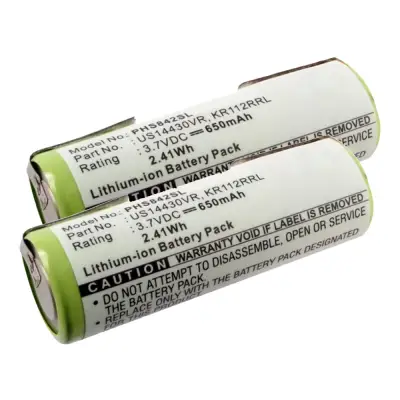 2x Batteria di ricambio KR112RRL, US14430VR per Philips HS8020 / HS8060 / HS8070 / HS8420 / HS8420/23 / HS8440 / HS8460 Affidabile sostituzione da 650mAh rasoio spazzolino tagliacapelli elettrico