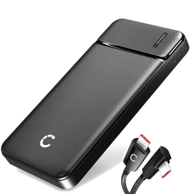 CELLONIC USB Powerbank mit 10000mAh und 4 USB Ports - mobiles Ladegerät, Externer Akku, Schnellladegerät + High Speed USB-C Kabel