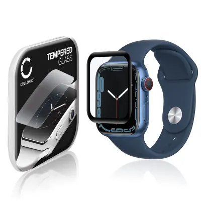 Näytönsuojalasi älykelloon Apple Watch 8 / 7 - 41mm - 3D Full Cover, 9H, 0,33mm, Full Glue - Läpinäkyvä älykellon suojalasi