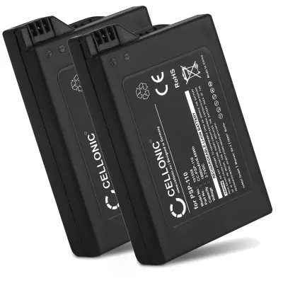 2x Batterij compatibel met Sony PSP-1000 / PSP-1004 - PSP-110 1800mAh vervangende accu reservebatterij extra energie