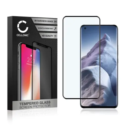 Panssarilasi puhelimeen Xiaomi Mi 11 Ultra - 3D Full Cover, 9H, 0,33mm, Full Glue, Musta, CELLONIC