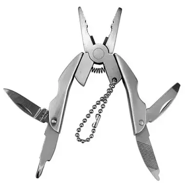 Herramienta multifunción de acero inoxidable con cuchillo, alicates, lima, destornilladores - Multitool Llavero Herramienta de bolsillo Herramienta para exteriores Multitool Camping