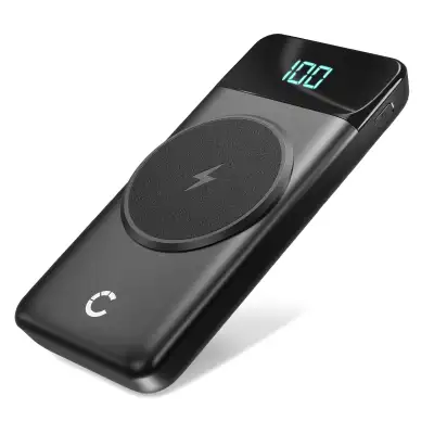 Langaton varavirtalähde 10000mAh LED-näytöllä - MagSafe USB-C, PD 22.5W, powerbank puhelimille iPhone, Samsung Galaxy, Huawei, Xiaomi