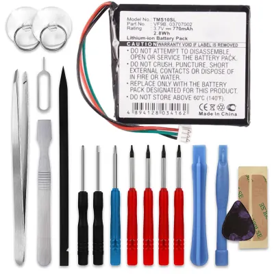 subtel GPS Battery for TomTom Start 20, Start 2, 1EX00, 4EX0.001.11 + 17pc GPS Tool Kit AHL03706001,AHL03707002,VF9B 770mAh SatNav Sat Nav Battery Replacement