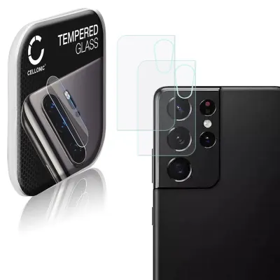 2x Puhelimen kameran suojalasi Samsung Galaxy S21 Ultra (SM-G998) älypuhelimeen - 9H, 0,33mm, Full Glue, Läpinäkyvä takakameran suojalasi