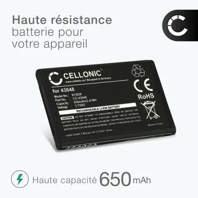 2x Batterie 043048,C0487,SV20405855 650mAh pour téléphone fixe Swissvoice ePure / ePure fulleco DUO