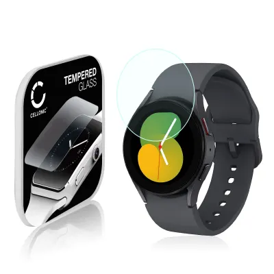 CELLONIC Screen Protector for Samsung Galaxy Watch 5 - 40mm Fitness Tracker Smart Watch Face Protector - 2.5D 0,30mm Full Glue 9H Tempered Glass Display Cover Crystal Clear