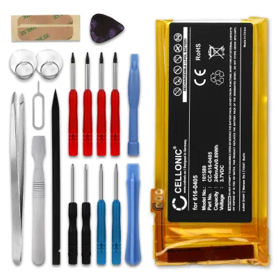 616-0405,616-0407,P11G73-01-S01 Battery Replacement for Apple iPod nano 4 Gen. A1285 MP3 / MP4 Player - 240mAh 3.6V - 3.7V Lithium Polymer + Tool-kit