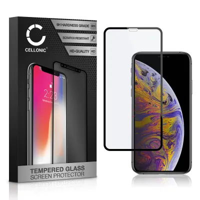 Vetro temperato CELLONIC® per iPhone Xs Max, screen protector (3D Full Cover 9H 0,33mm Full Glue) nero Pellicola salva schermo per telefono cellulare smartphone