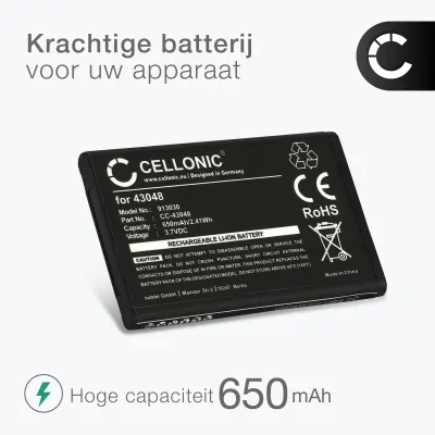 2x 043048,C0487,SV20405855 batterij voor huistelefoon voor Swissvoice ePure / ePure fulleco DUO - 650mAh vervangende accu draadloze telefoon