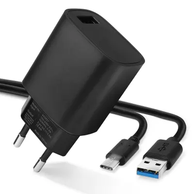 Cargador smartphone + Cable USB para Blackview BV9900, BV9800 Pro, BV9700 Pro, BV6800 Pro, BV6600, BV6300 Pro - Fast charger 3A con cable carga de 1m para teléfonos móviles