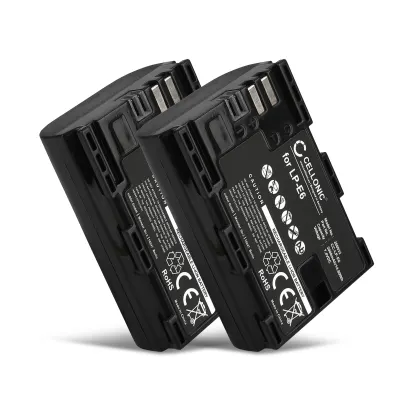 2 x vervangende batterij LP-E6, LP-E6N voor Canon 5D Mark II, Mark III, Mark IV, 5Ds, 5DSR, 5D, 7D, 60D, 70D, 80D, XC10 camera - 2000mAh reserve accu