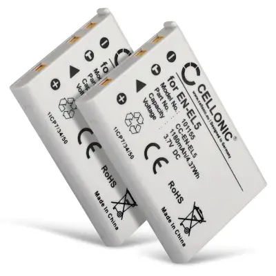 2x Batterie CELLONIC® EN-EL5 compatibili con Nikon CoolPix P510 P520 P530 P500 P100 P90 P80 P6000 P51000 P4 P3 CoolPix S10 CoolPix 3700 7900 5900 5200 4200 1180mAh autonomia e lunga durata di vita utile grazie a celle di qualità