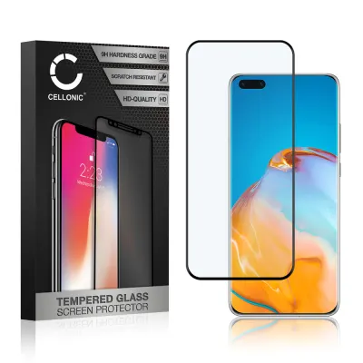 Panssarilasi puhelimeen Huawei P40 Pro - 3D Full Cover, 9H, 0,33mm, Full Glue, Musta, CELLONIC