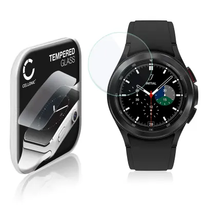 Vetrino protettivo 9H CELLONIC per Samsung Galaxy Watch 4 Classic - 42mm (SM-R880, SM-R885), (2.5D Screen protector 0,33mm per smartwacht, braccialetto fitness Full Glue), colore Trasparente, pellicola salva-schermo di orologio smartwatch