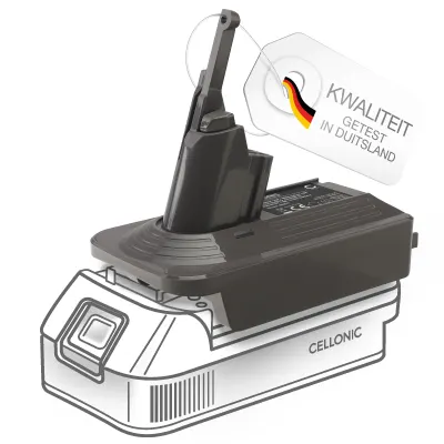 DeWalt 18V / 20V of Milwaukee 18V naar Dyson V7 & V8 Series accu-adapter - Converter voor Dyson stofzuigers van CELLONIC