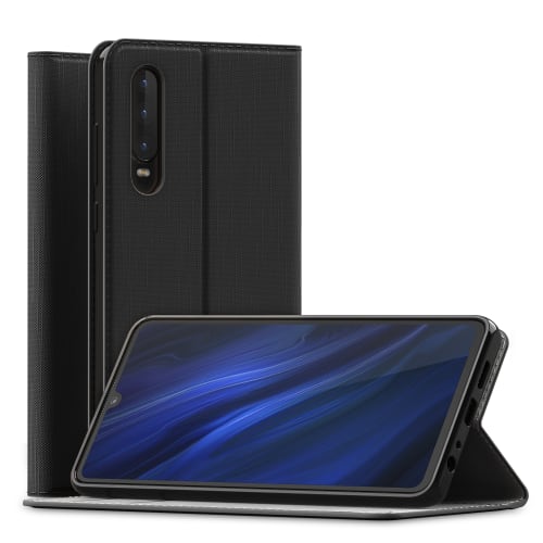 Plånboksfodral för Huawei P30 PU läder, svart fodral, väska Plånboksfodral för Huawei P30 PU läder, svart fodral, väska