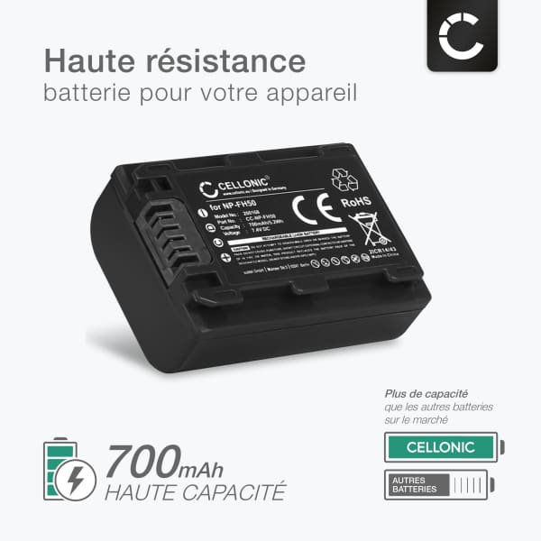 Batterie de rechange pour caméscope SONY DCR-30, DCR-DVD103, DCR-DVD10– PowerSmart