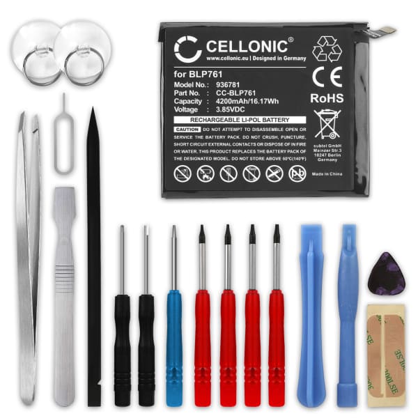 CELLONIC Phone Battery Replacement for OnePlus 8 + 17-Tool Phone Repair Kit - BLP761 4200mAh CELLONIC Phone Battery Replacement for OnePlus 8 + 17-Tool Phone Repair Kit - BLP761 4200mAh