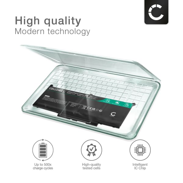 Battery for Dell Latitude 14 7490, 7480, Latitude 13 7390, 7380, Latitude 12 7290, 7000, E7480, F3YGT 7.4V 7200mAh from CELLONIC
