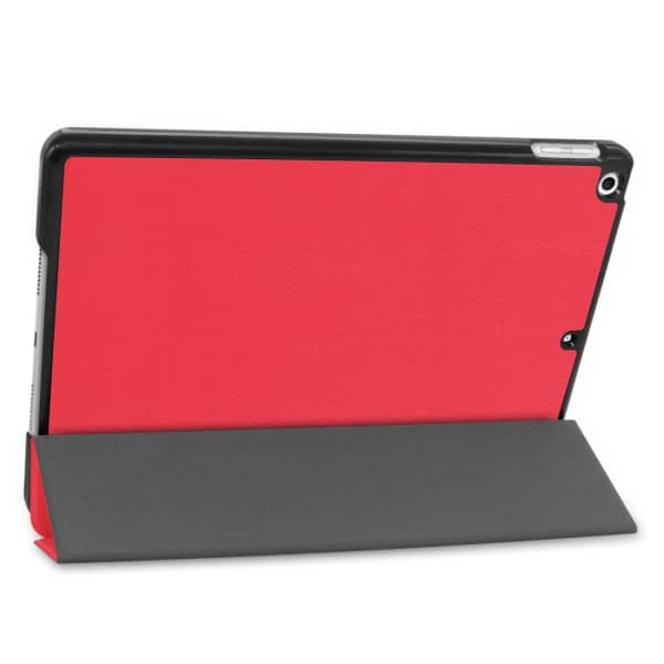 Book Tablet Case with Stand for Apple iPad 10.2 2019, 2020, 2021 (7th, 8th, 9th Gen) Synthetic Leather Protective Folding Flip Folio Wallet Tri Fold Bookcase Cover Sleeve - Red