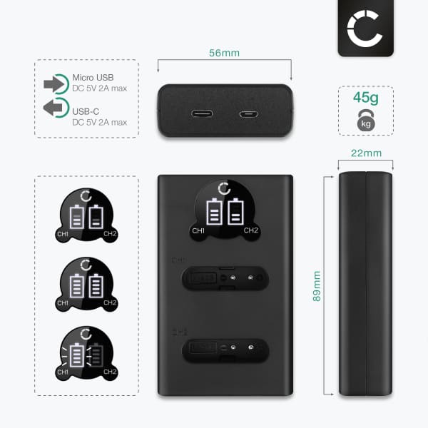 2x Batterie + Chargeur Double Olympus OM System TG-7 Stylus THOUGH TG-6 TG-3 Stylus SH-60 SH-50 SH-2