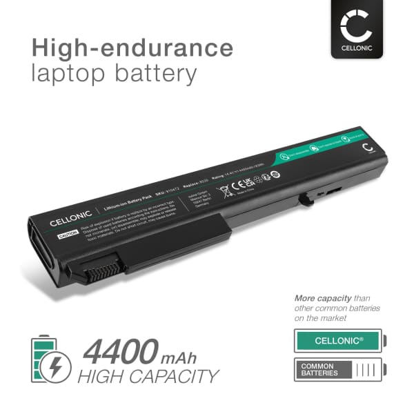 Akku tietokoneeseen HP EliteBook 8740w, 8540p, 8540w, 8730w, 8530p, 8530w, 8740p, 8730p, TD06, AT908AA, KU531AA - 14.4V 4400mAh tuotemerkiltä CELLONIC