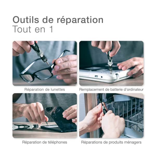 Outil Multifonction 6 En 1 Mini Marteau - Tournevis, Clé, Finition Brillante, Acier Carbone, Portable - 2